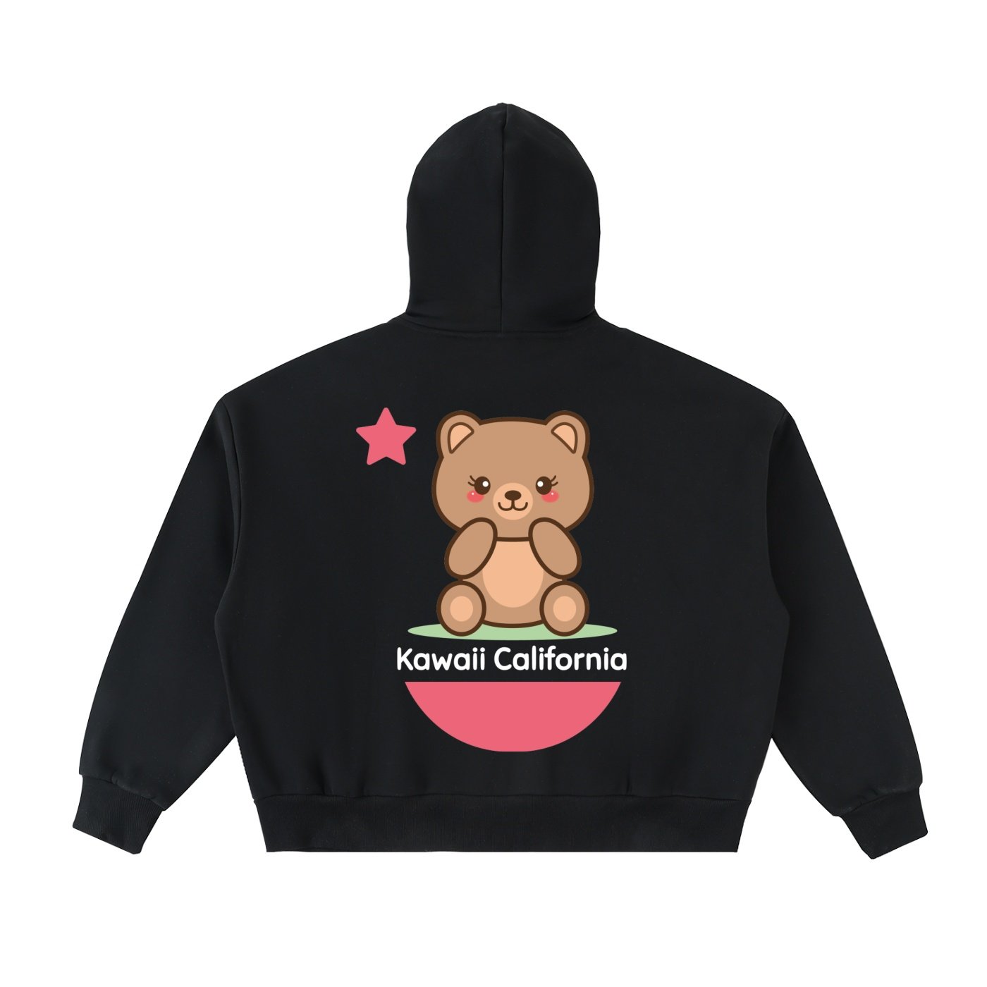 Signature back graphic | Black Fleeced Full-Zip Boxy Hoodie - Image 2