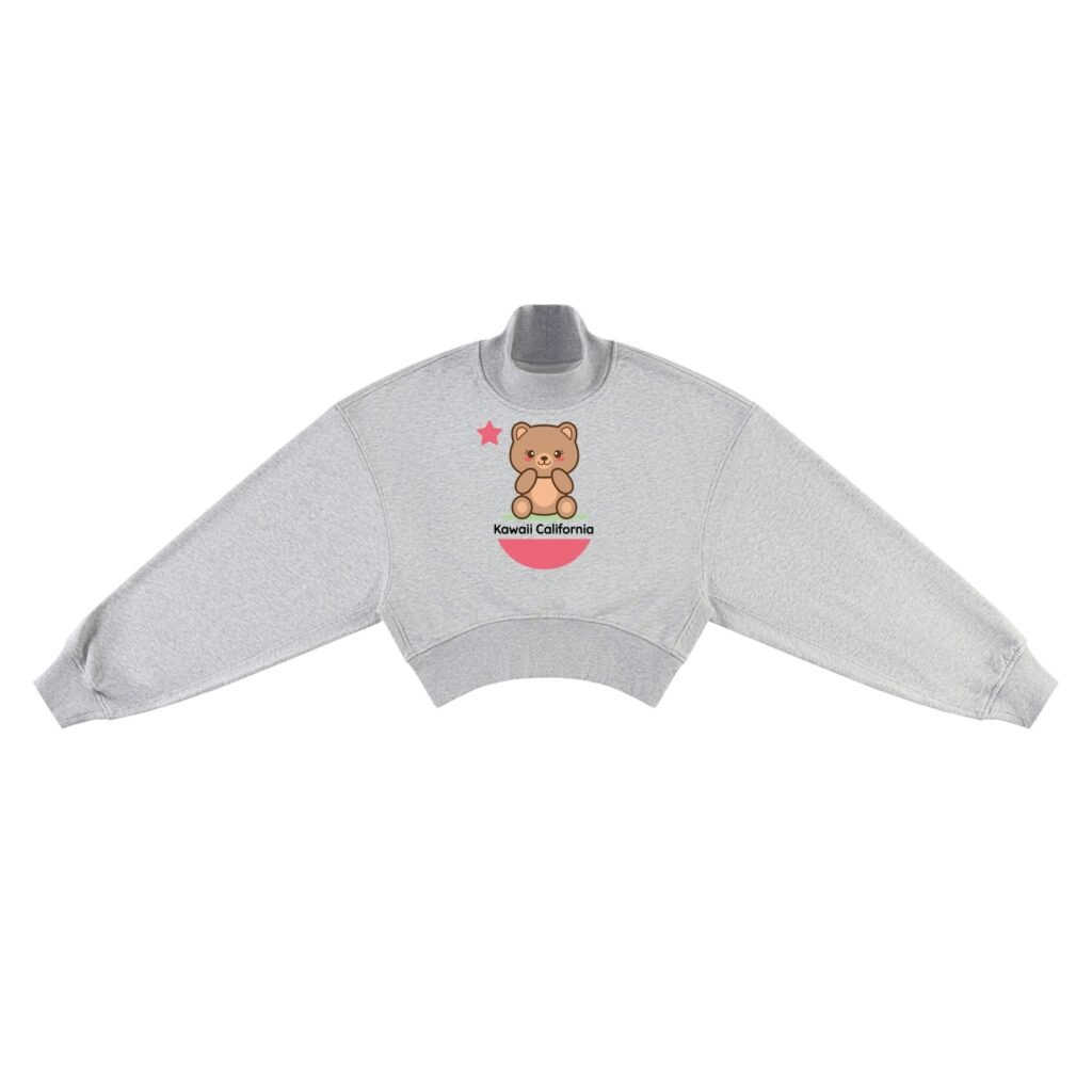 Kawaii California | Gray Crop Mock Neck Sweatshirt