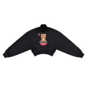 Kawaii California | Black Crop Mock Neck Sweatshirt